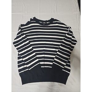 INC Women's Small With 1 Open Shoulder Sweater Black Stripe